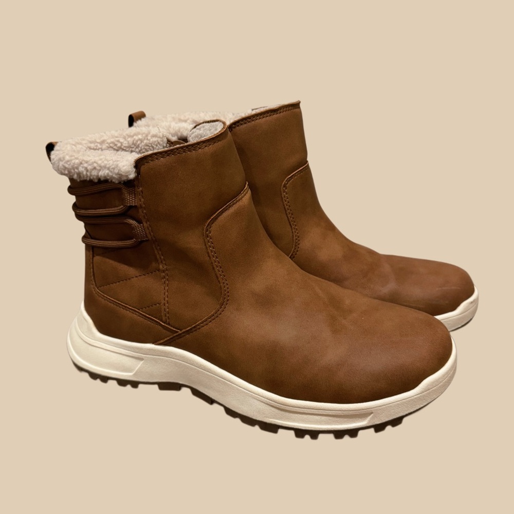 Eddie Bauer Brown Shearling-Trim Winter Ankle Boots